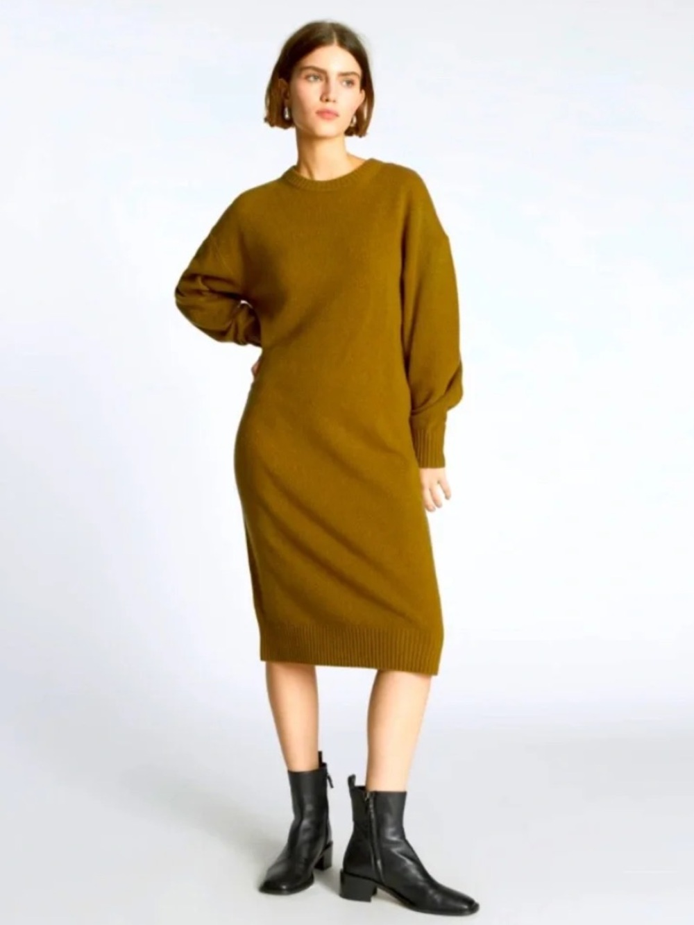 EVERLAND
Recycled Cashmere Midi Long Sleeve Dress Size Small